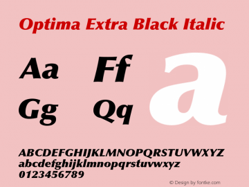 Optima-ExtraBlackItalic OTF 1.0;PS 001.000;Core 1.0.22 Font Sample