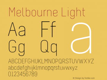 Melbourne Light Version 1.000 Font Sample