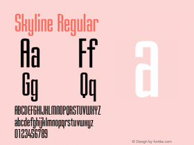 Skyline Regular Altsys Fontographer 3.5  4/29/93 Font Sample