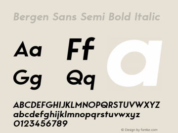 Bergen Sans Semi Bold Italic Version 1.000 Font Sample