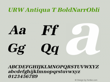 URW Antiqua T BoldNarrObli Version 001.005 Font Sample
