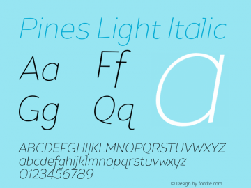 Pines-LightItalic Version 1.000图片样张