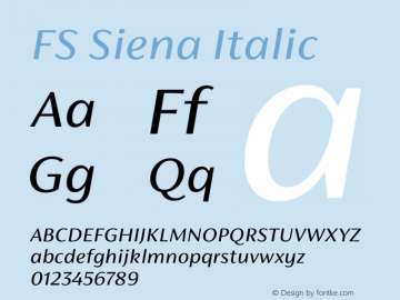 FS Siena Italic Version 1.001 Font Sample