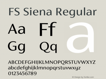 FS Siena Regular Version 1.001 Font Sample