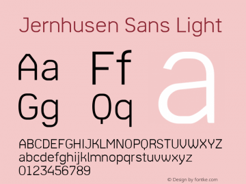 Jernhusen Sans Light Regular Version 2.700 Font Sample