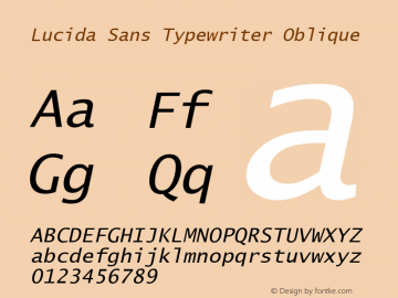 Lucida Sans Typewriter Oblique Version 1.50 Font Sample