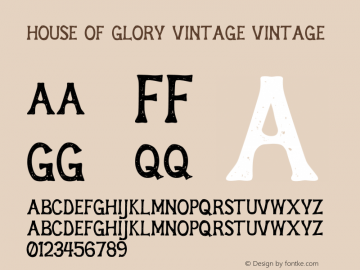 House of Glory Vintage vintage Version 001.000 Font Sample