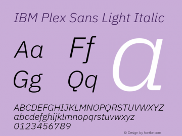 IBM Plex Sans Light Italic Version 1.100图片样张