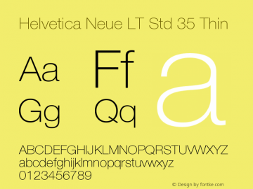 ANOLIS HelveticaNeueLT Std Thin Version 2.035 January 13, 2012 Font Sample