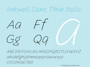 InkwellSans-ThinItalic Version 1.200图片样张