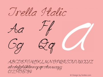 TrellaItalic Version 1.000 Font Sample