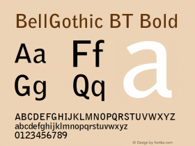 BellGothic BT Bold mfgpctt-v4.4 Dec 7 1998图片样张