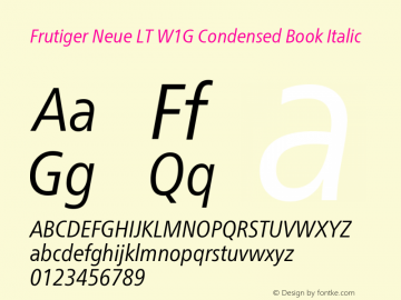 FrutigerNeueLTW1G-CnBookIt Version 1.00 Font Sample