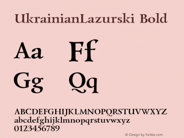 UkrainianLazurski Bold 001.000 Font Sample