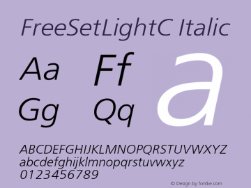 FreeSetLightC Italic Version 001.000 Font Sample
