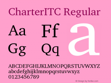 CharterITC Version 1.000 2005 Font Sample