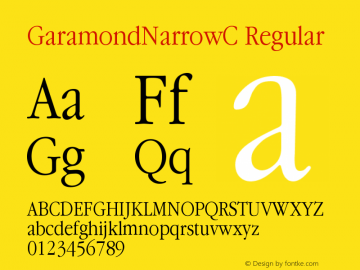 GaramondNarrowC-Light OTF 1.0;PS 001.000;Core 116;AOCW 1.0 161图片样张