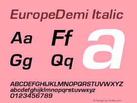 EuropeDemi Italic Version 004.001 Font Sample