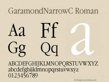 GaramondNarrowC Version 001.000图片样张