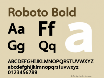 Roboto Bold Version 2.00 July 30, 2017 Font Sample
