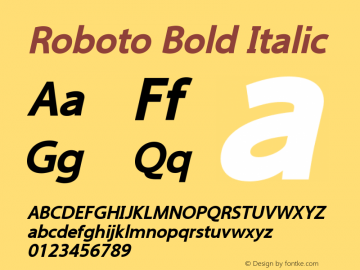 Roboto Bold Italic Version 2.00 July 30, 2017 Font Sample