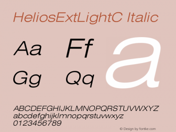 HeliosExtLightC Italic Version 001.001 Font Sample