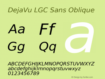 DejaVu LGC Sans Oblique Version 2.33 Font Sample