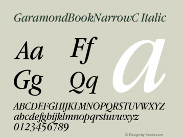 ITC Garamond Book Narrow Italic Cyrillic Version 001.000 Font Sample