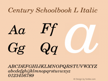 Century Schoolbook L Italic Version 1.06 Font Sample