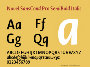 Novel SansCond Pro SemiBold Italic 1.000 Font Sample