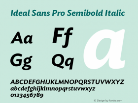 IdealSansPro-SemiboldItalic Version 1.200 Pro Font Sample