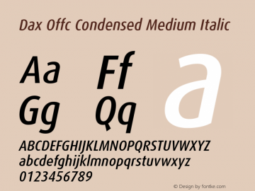 Dax Offc Cond Medium Italic Version 7.504; 2009; Build 1021 Font Sample