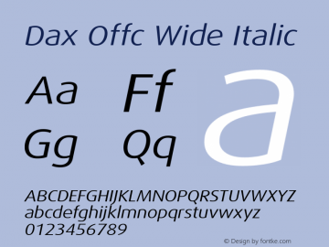 Dax Offc Wide Italic Version 7.504; 2009; Build 1021图片样张