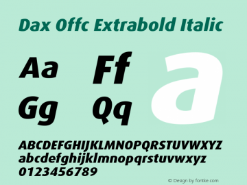 Dax Offc Xbold Italic Version 7.504; 2009; Build 1021图片样张