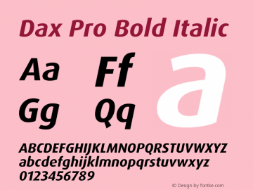 Dax Pro Bold Italic Version 7.504 Font Sample