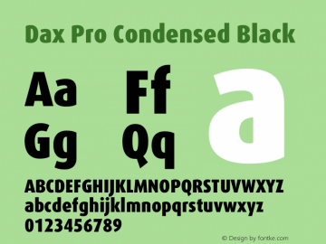 Dax Pro Condensed Black Version 7.504 Font Sample