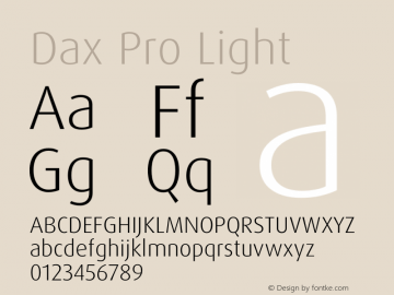 Dax Pro Light Version 7.504 Font Sample