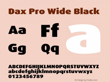 Dax Pro Wide Black Version 7.504 Font Sample
