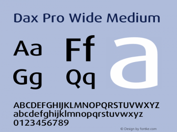 Dax Pro Wide Medium Version 7.504 Font Sample