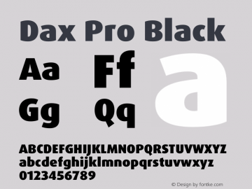 Dax Pro Black Version 7.504 Font Sample