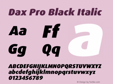 Dax Pro Black Italic Version 7.504 Font Sample