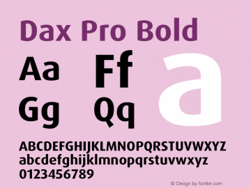 Dax Pro Bold Version 7.504 Font Sample