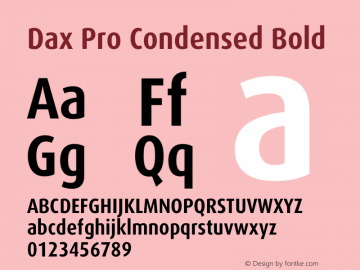Dax Pro Condensed Bold Version 7.504 Font Sample