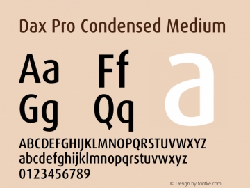 Dax Pro Condensed Medium Version 7.504 Font Sample