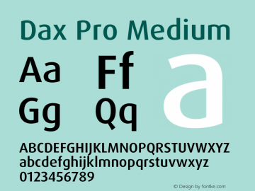 Dax Pro Medium Version 7.504 Font Sample