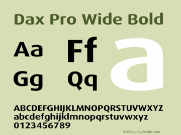 Dax Pro Wide Bold Version 7.504 Font Sample