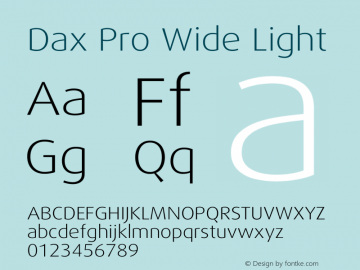 DaxPro-WideLight Version 7.504 Font Sample