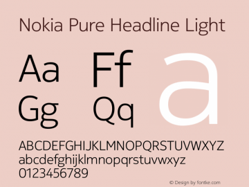 Nokia Pure Headline Light Version 1.15 Font Sample