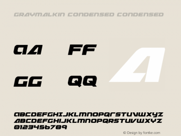 Graymalkin Condensed Version 2.0; 2017 Font Sample