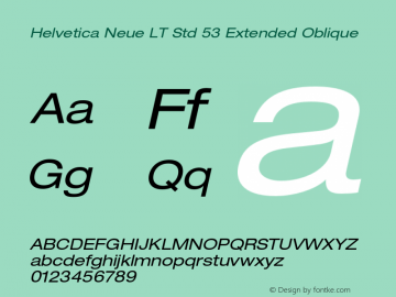 HelveticaNeueLTStd-ExO Version 2.100;PS 005.000;hotconv 1.0.67;makeotf.lib2.5.33168 Font Sample